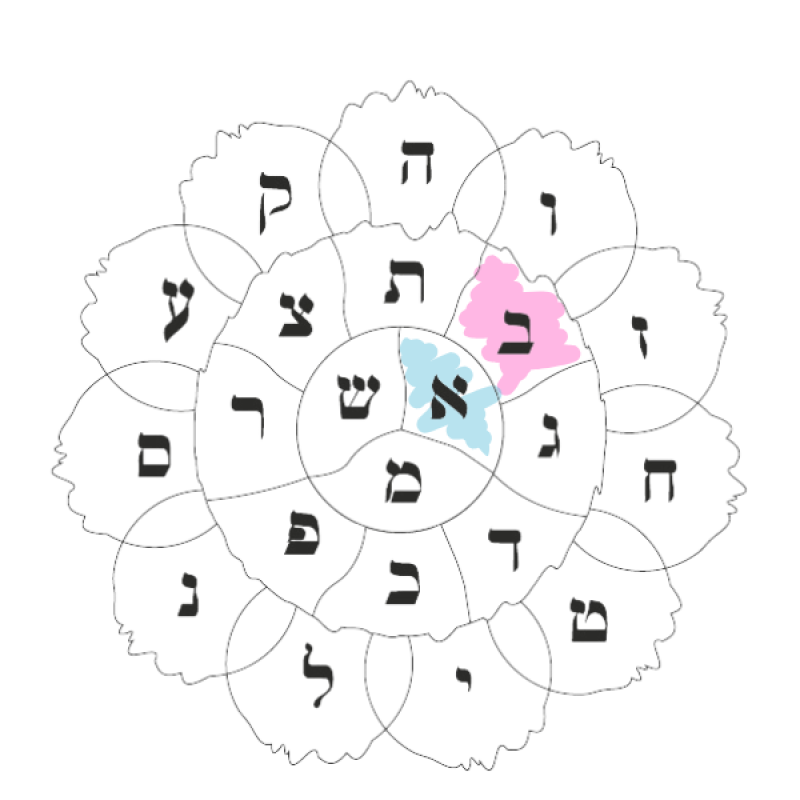 La flor hebrea. letras hebreas. Bet